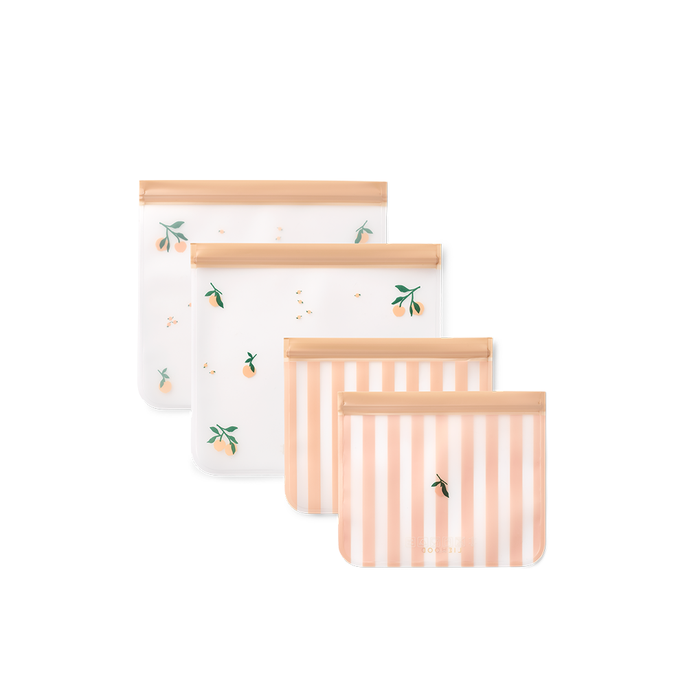 Liewood  Wiederverwendbare Snackbeutel 4er Set 'Rebus' Peach/Sea shell