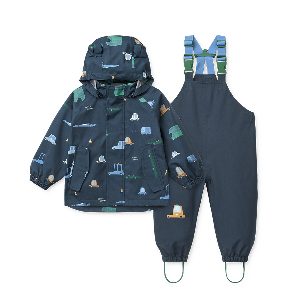 Liewood Ensemble imperméable « Manu » Voiture/Bleu marine classique