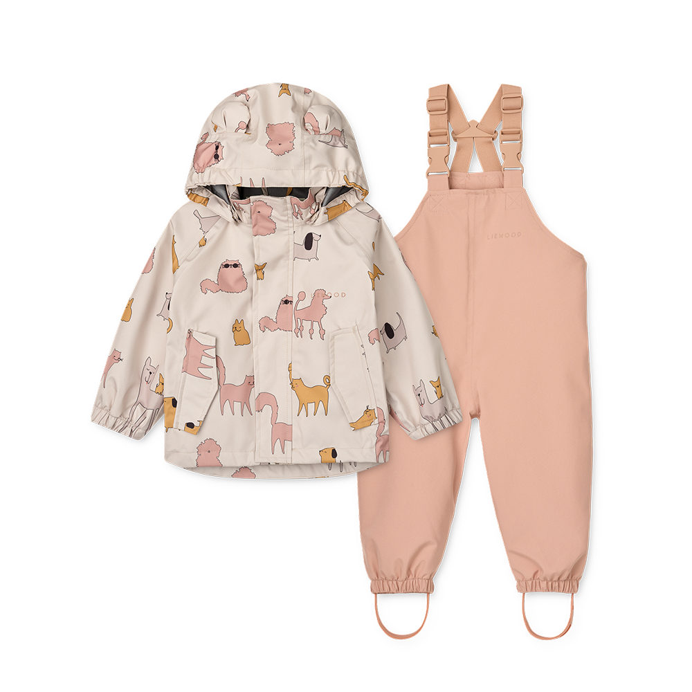 Liewood  Regenjacke/-hose Set &#39;Manu&#39;  Cats and Dogs/Sandy