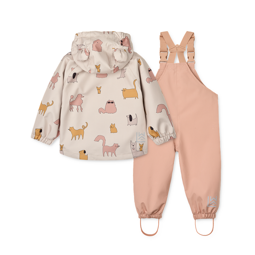 Liewood  Regenjacke/-hose Set &#39;Manu&#39;  Cats and Dogs/Sandy
