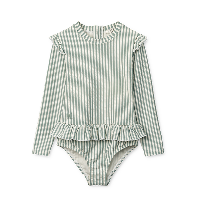 Liewood  Baby Seersucker UV-Badeanzug &#39;Sille&#39; Stripe Peppermint/Creme de la Creme
