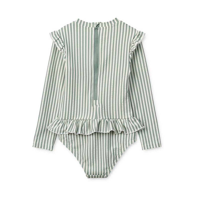 Liewood  Baby Seersucker UV-Badeanzug &#39;Sille&#39; Stripe Peppermint/Creme de la Creme