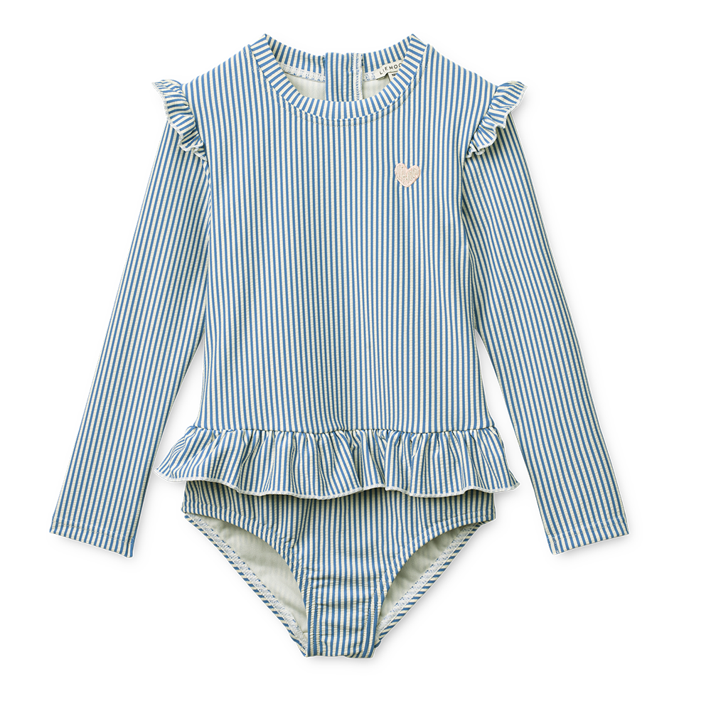 Liewood Maillot de bain UV en seersucker « Sille » Riverside/Crème de la Crème