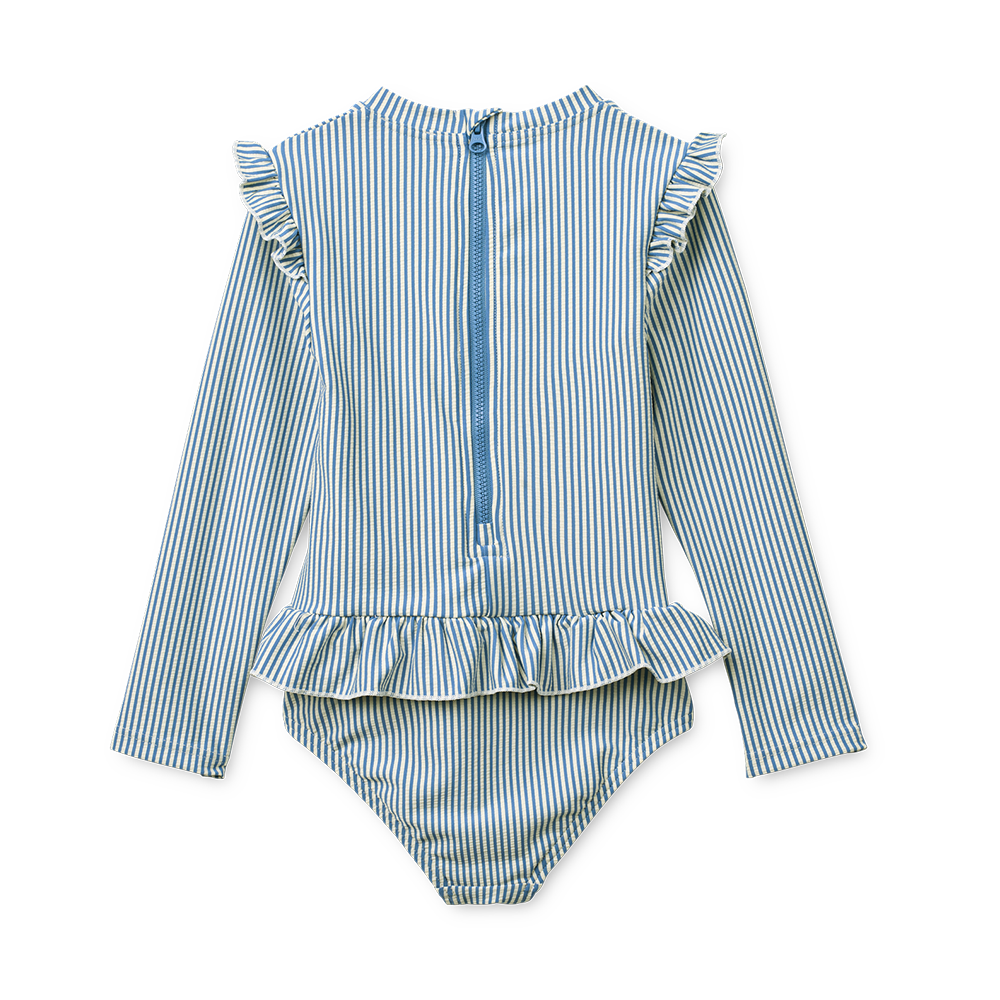 Liewood Maillot de bain UV en seersucker « Sille » Riverside/Crème de la Crème