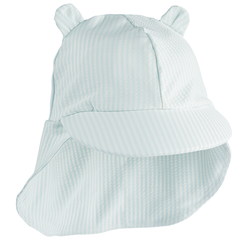 Liewood Seersucker UV-Sonnenhut &#39;Senia&#39; Stripe Pure Sky/Creme de la Creme