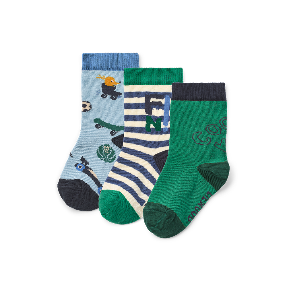 Liewood Chaussettes 'Silas' lot de 3 Fun/Beach Blue Mix