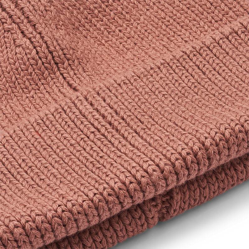 Nahaufnahme Strickmütze für Kinder in Rosa von Liewood. 