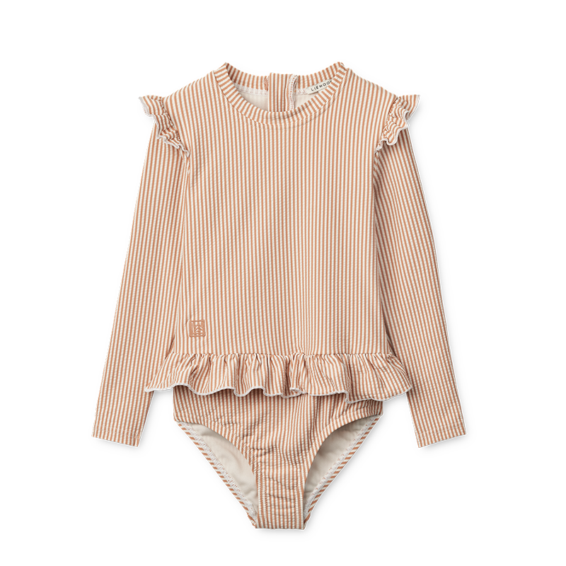 Liewood  Baby Seersucker UV-Badeanzug &#39;Sille&#39; Stripe Pale Tuscany/Creme de la Creme