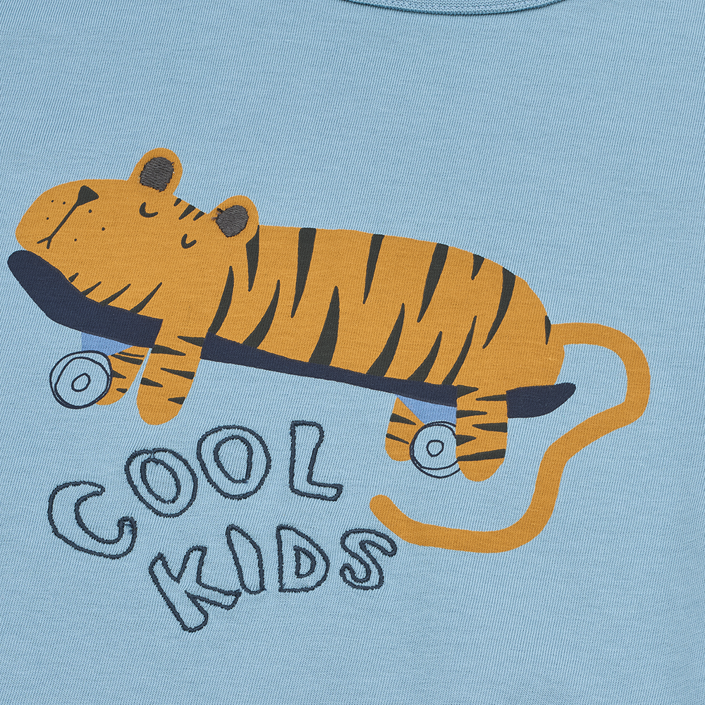 Liewood Baumwoll T-Shirt 'Apia' Tiger/Beach Blue - Online MY SNOWFLAKE