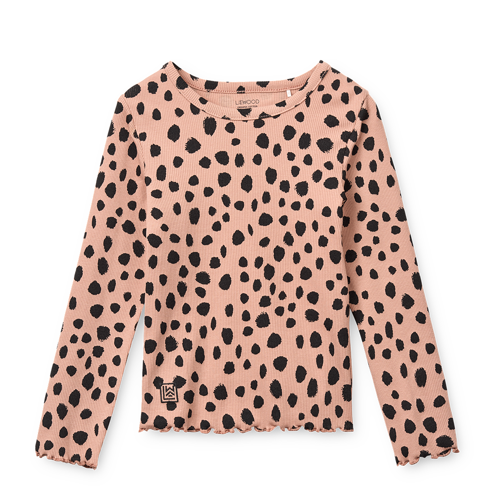 Liewood Langarmshirt in Rippstrick 'Nieve' Leo Spot/Pale Tuscany