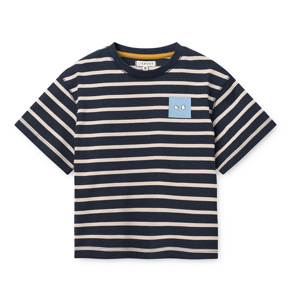 T-shirt en coton Liewood « Tyler » rayé bleu marine classique et sable