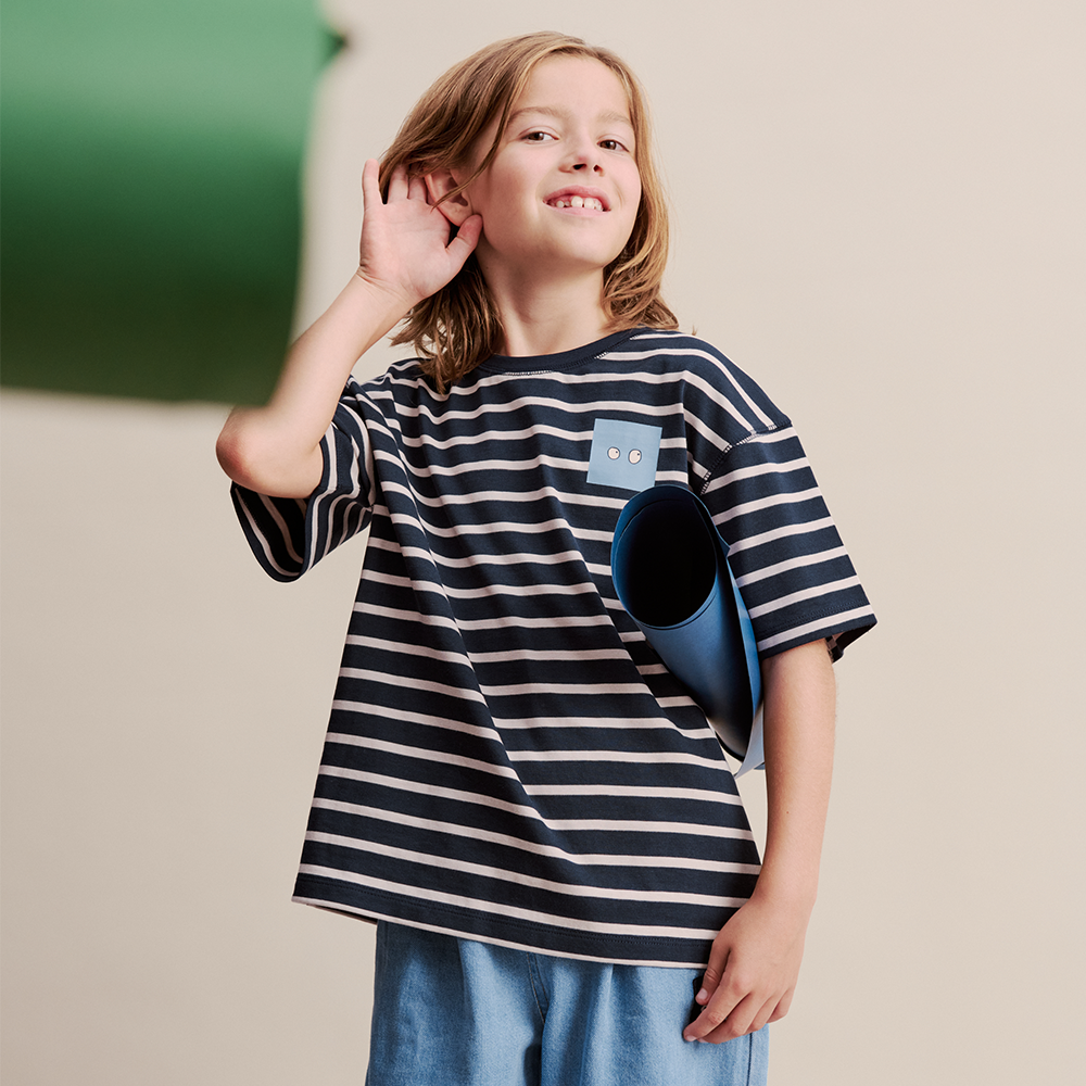 T-shirt en coton Liewood « Tyler » rayé bleu marine classique et sable