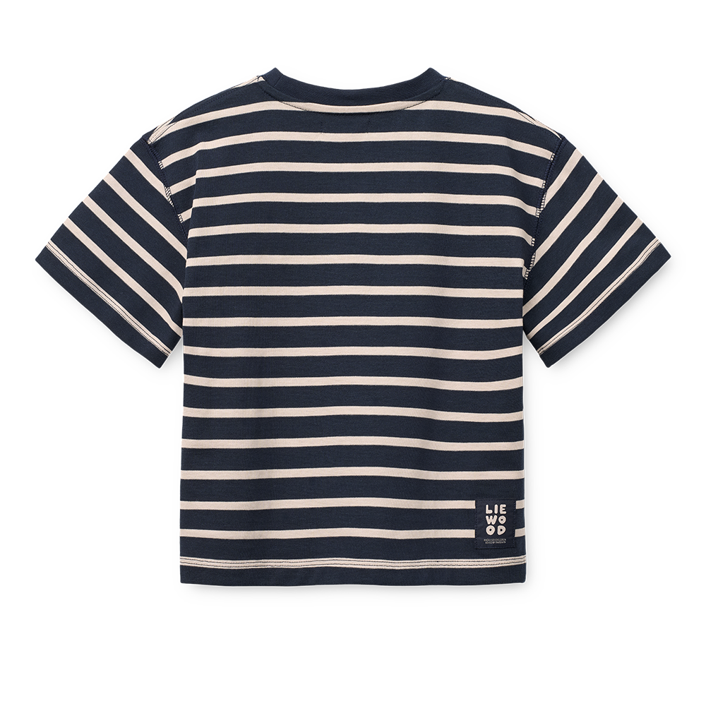 T-shirt en coton Liewood « Tyler » rayé bleu marine classique et sable