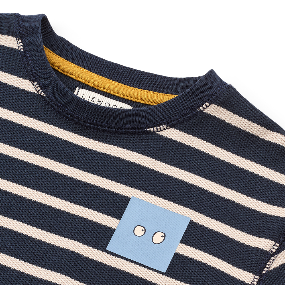 T-shirt en coton Liewood « Tyler » rayé bleu marine classique et sable