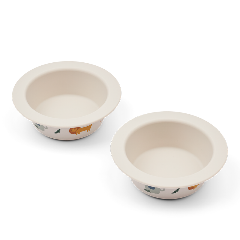 Liewood Silikon Teller mit Saugnapf 2er Set &#39;Peony&#39; Safari Sandy Mix
