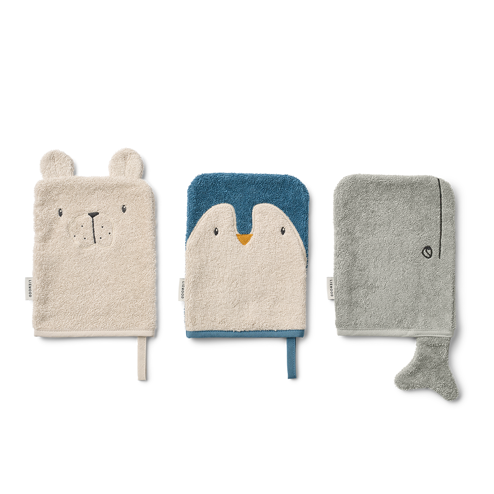 Liewood  Waschlappen 3er Pack &#39;Sylvester&#39; Arctic Sea/Ocean View