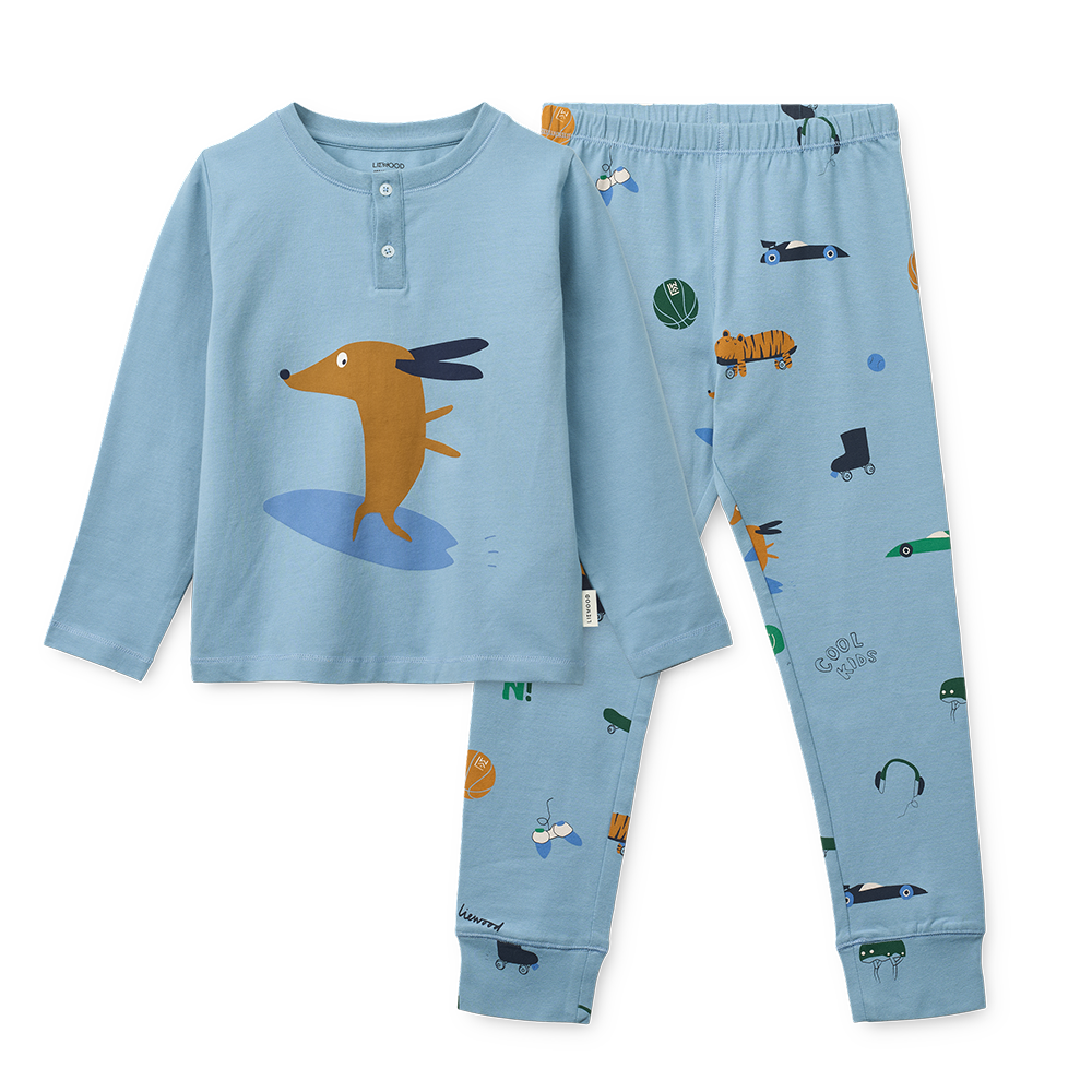 Liewood Schlafanzug Set 'Wilhelm' Dog/Fun/Beach Blue/Mix