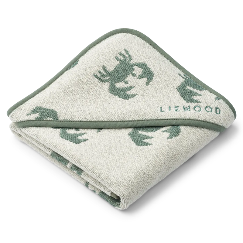 Liewood Babybadetuch mit Kapuze in der Farbe Crab/Sandy