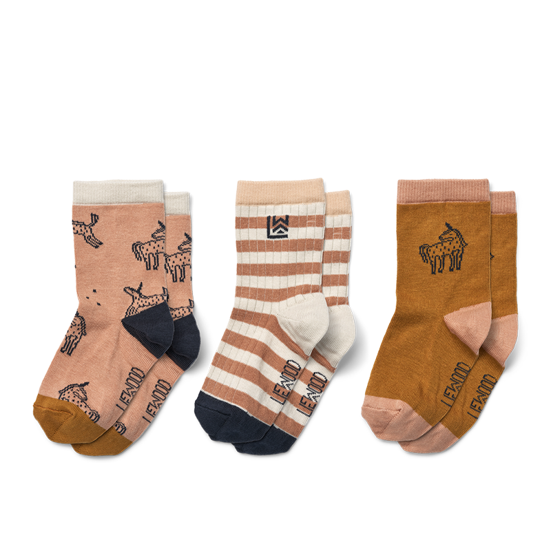 Liewood  Socken &#39;Silas&#39; 3er Pack Unicorn/Pale Tuscany Mix