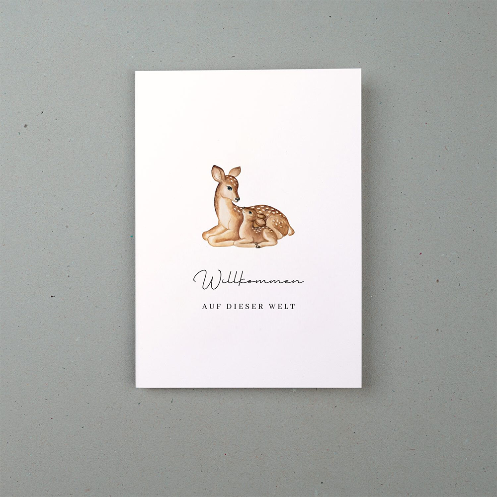 Liljendal Grusskarte Geburt & Baby 'Willkommen auf der Welt' Rehe