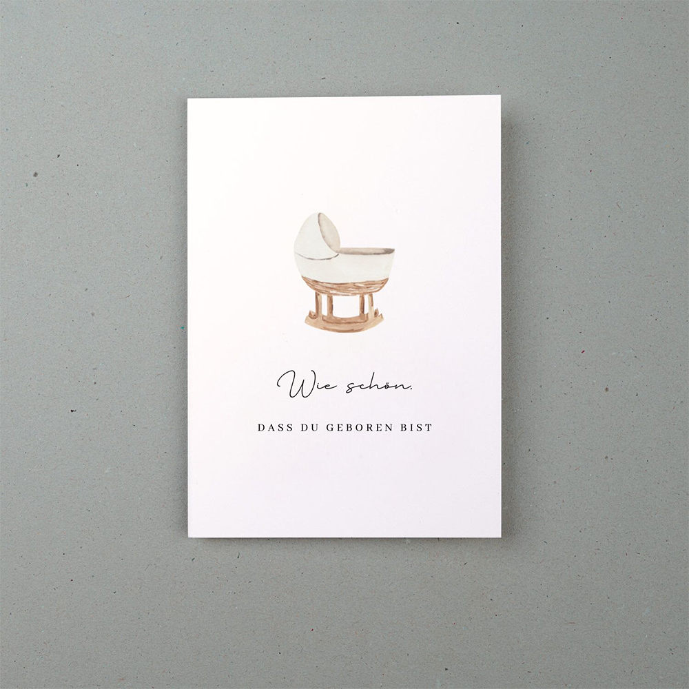 Liljendal Greeting Card Birth & Baby 'How wonderful that you were born' Bassinet
