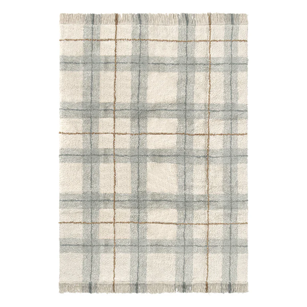 Lorena Canals waschbarer Baumwollteppich &#39;Tartan&#39; Blue Sage