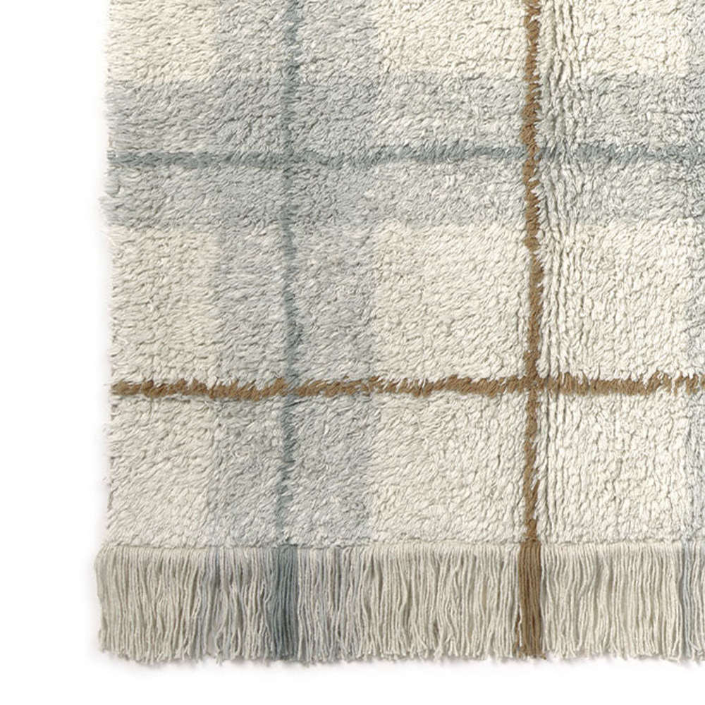 Lorena Canals waschbarer Baumwollteppich &#39;Tartan&#39; Blue Sage