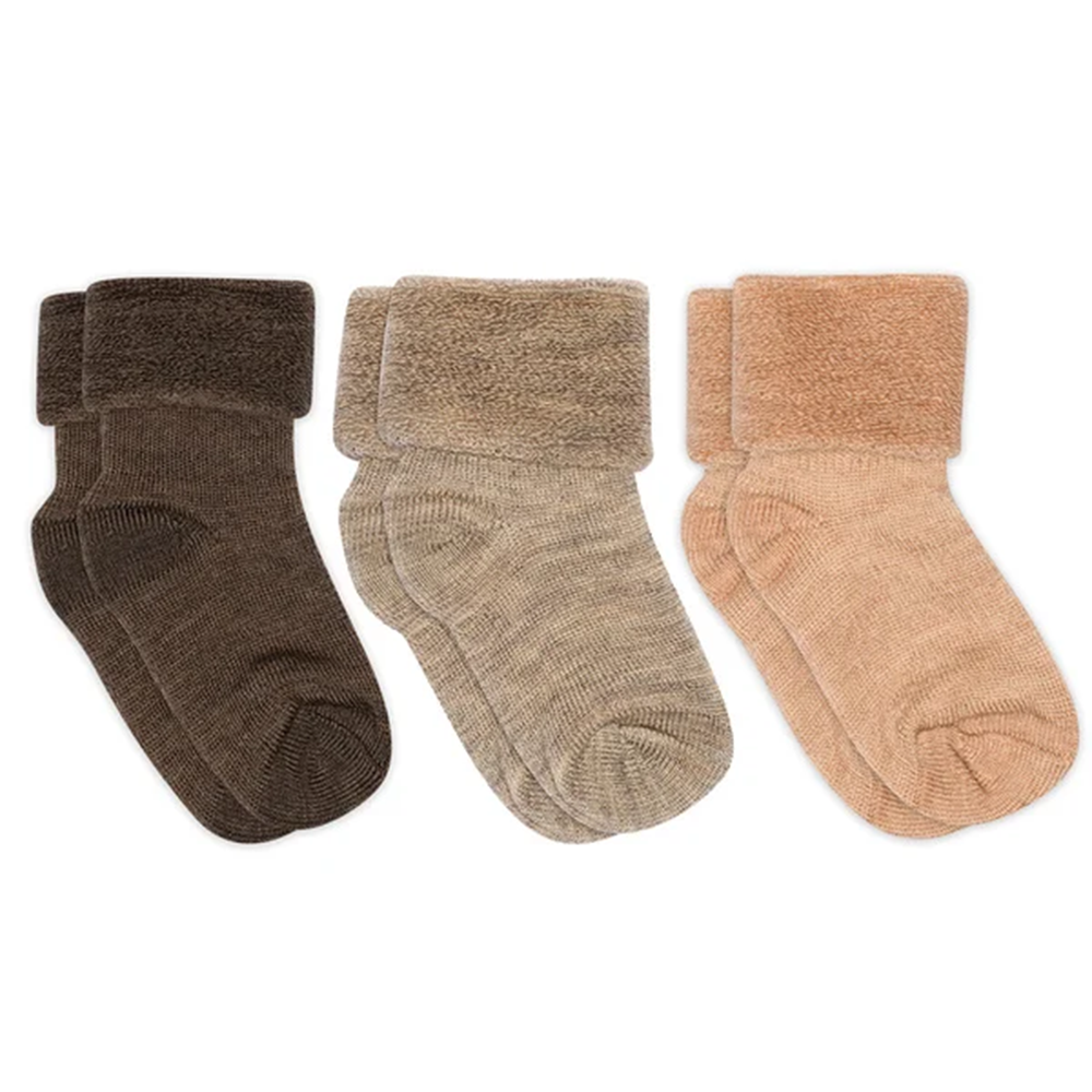 MP Denmark  Babysocken aus Wolle 3er-Set Brown Melange