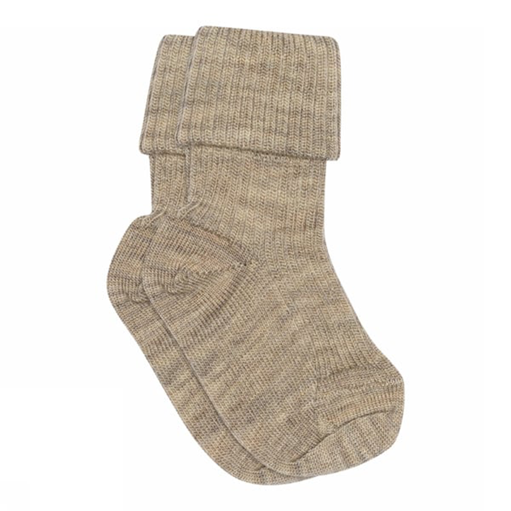 MP Denmark Chaussettes bébé en laine Light Brown Melange