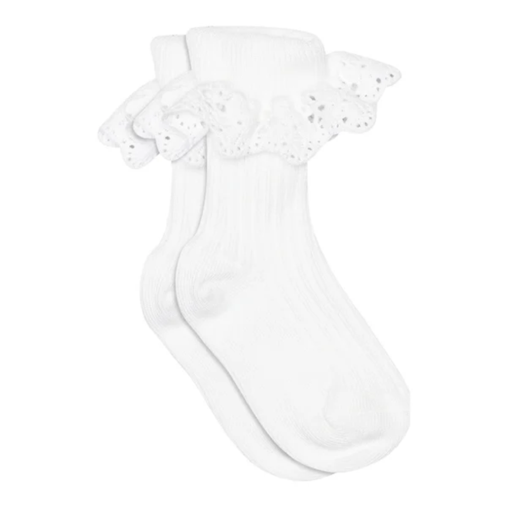 MP Denmark Babysocken mit Rüschen 'Lisa' White - Online MY SNOWFLAKE