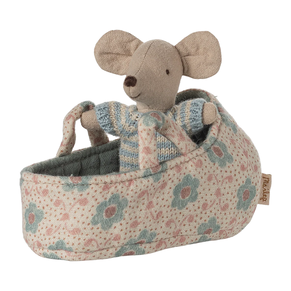 Maileg  Babymaus in Tragekorb Blue