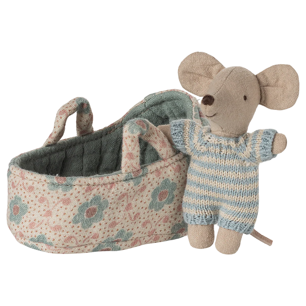 Maileg  Babymaus in Tragekorb Blue