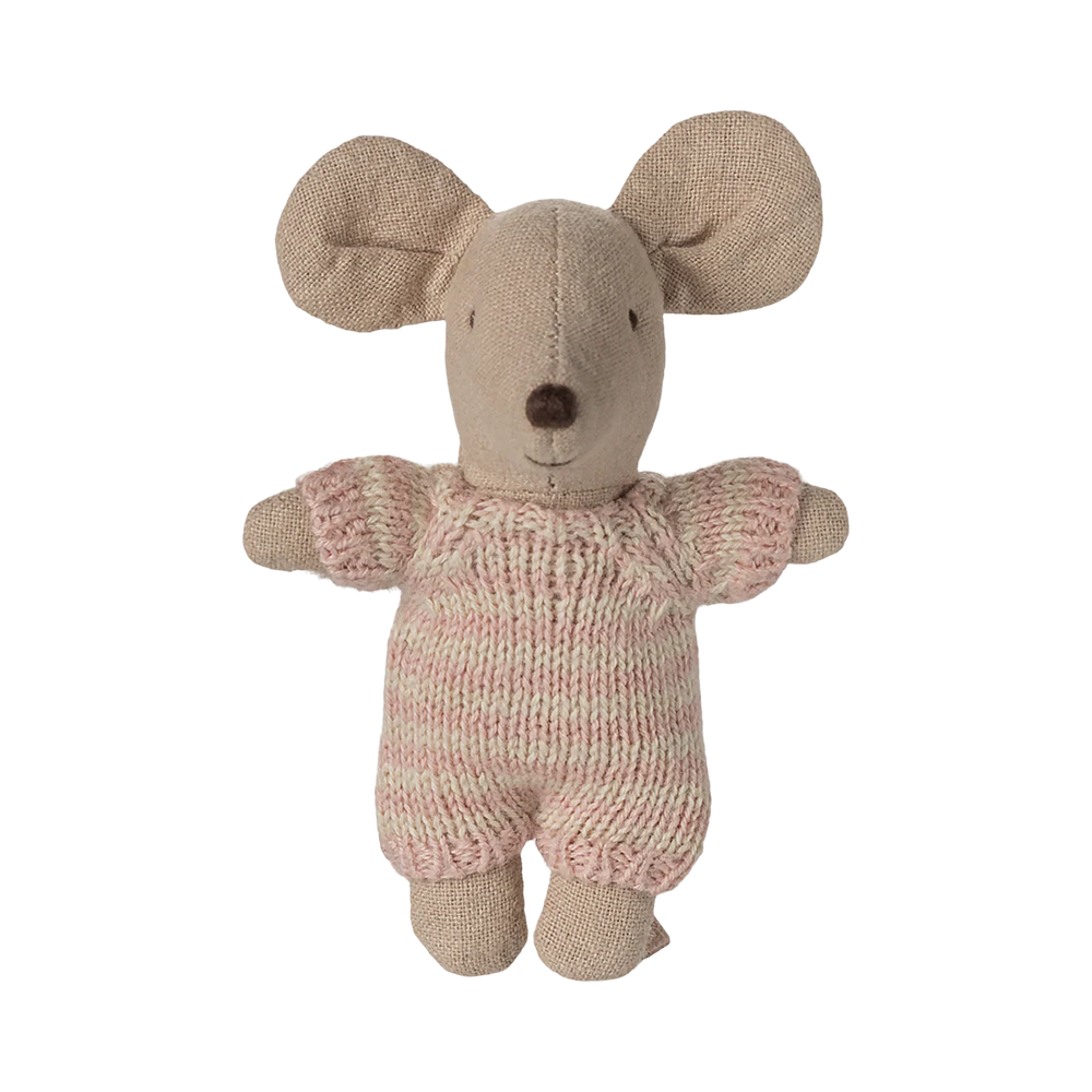 Maileg  Babymaus in Tragekorb Rose