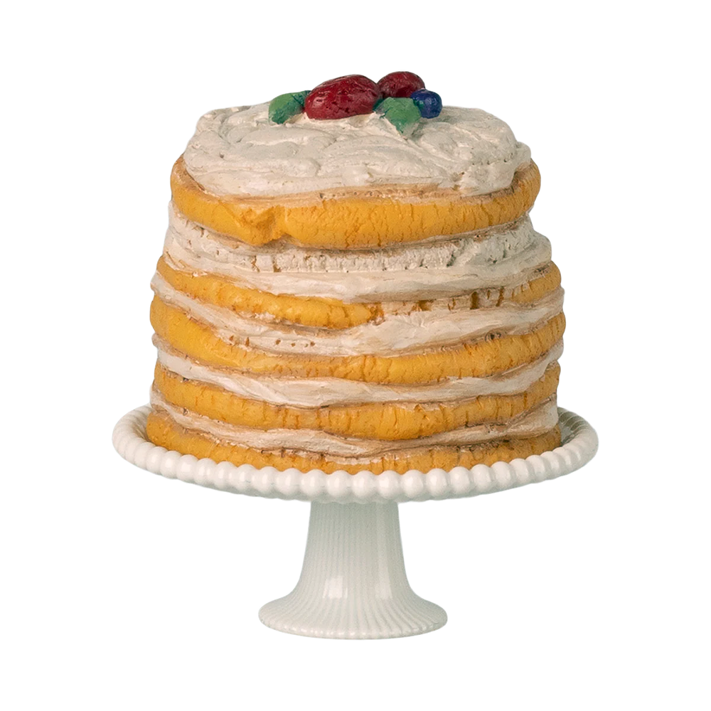 Maileg Party Cake with Cake Stand 'Mouse' Off White