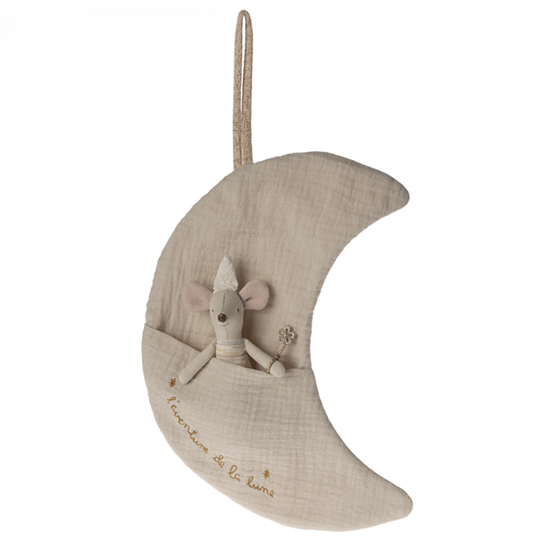 Wanddekoration in Beige in Form eines Mondes von Maileg.