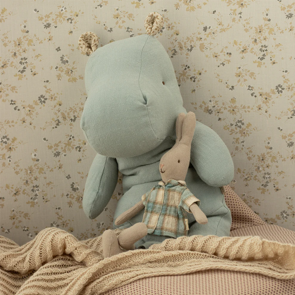 Maileg Safari Friends &#39;Hippo&#39; Medium Blue Grey