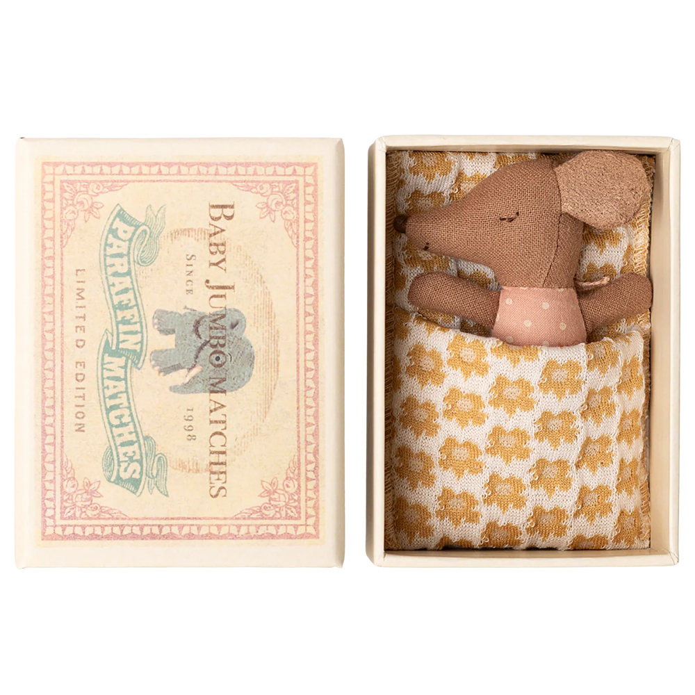 Maileg  Babymaus &#39;Sleepy Wakey&#39; in Streichholzschachtel Rose