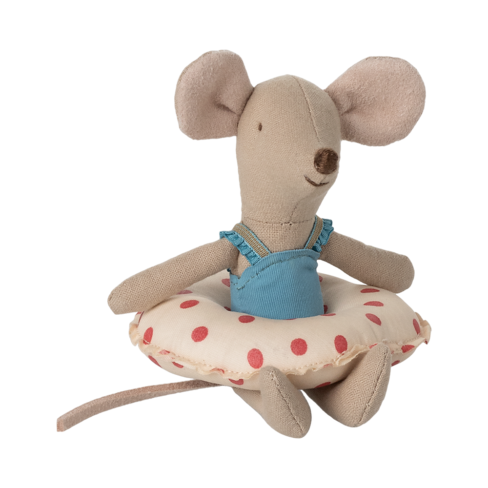 Maileg Strand Maus mit  Schwimmring &#39;Kleine Schwester&#39; Red Dot