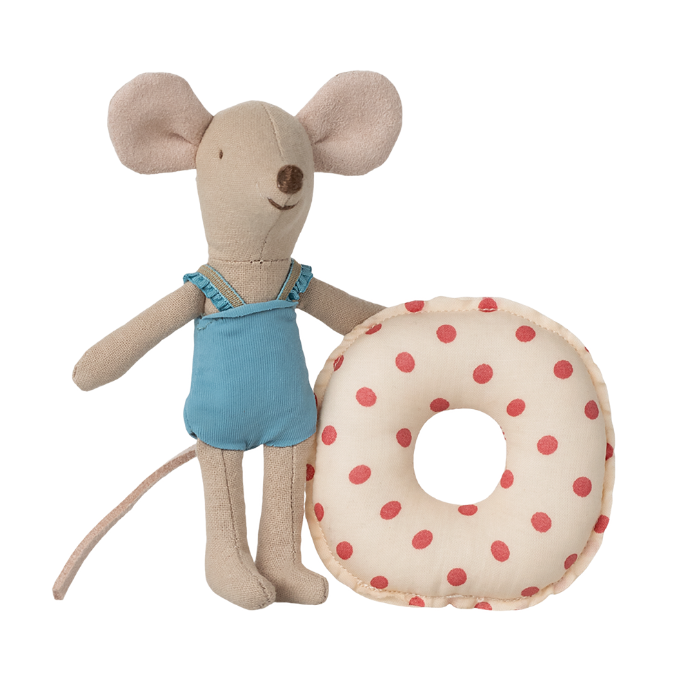 Maileg Strand Maus mit  Schwimmring &#39;Kleine Schwester&#39; Red Dot