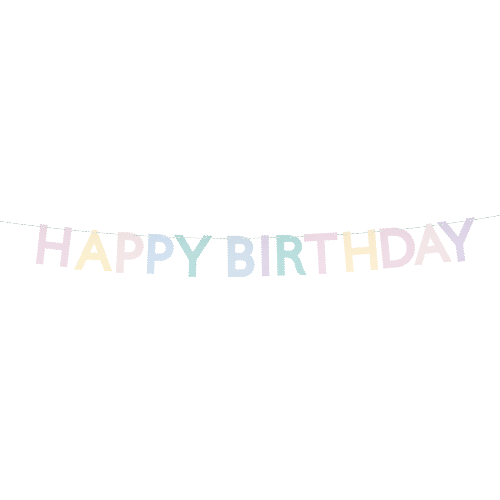Meri Meri Party Wimpelkette 'Happy Birthday' Scallop Pastel - Online MY SNOWFLAKE