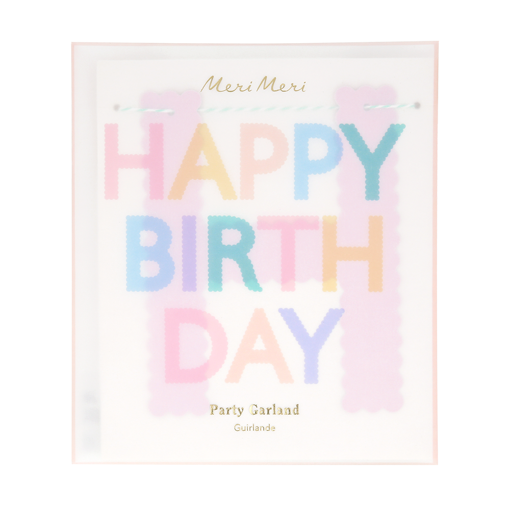 Meri Meri Party Wimpelkette 'Happy Birthday' Scallop Pastel - Online MY SNOWFLAKE