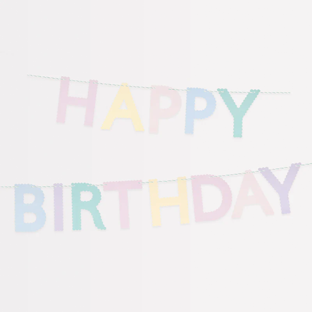 Meri Meri Party Wimpelkette 'Happy Birthday' Scallop Pastel - Online MY SNOWFLAKE