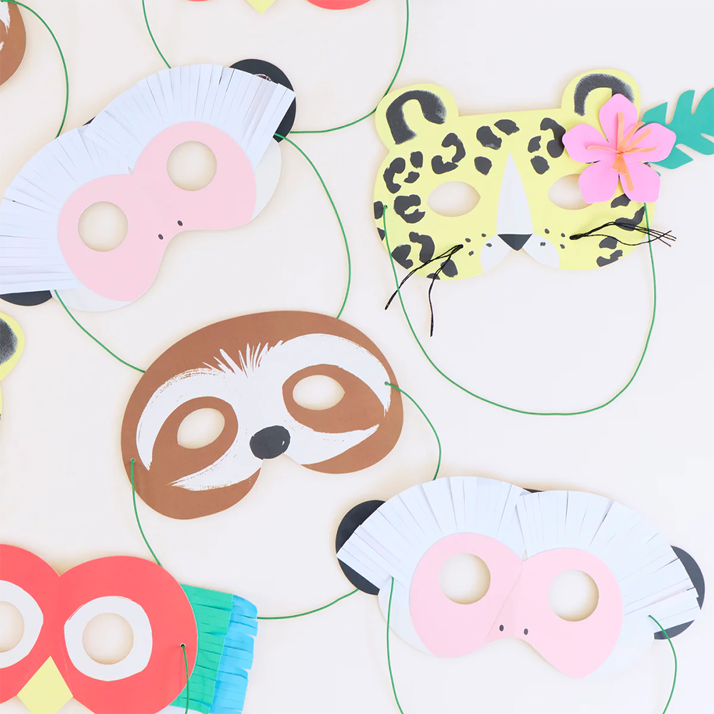 Meri Meri Party Masks, Set of 8, Jungle Jamboree