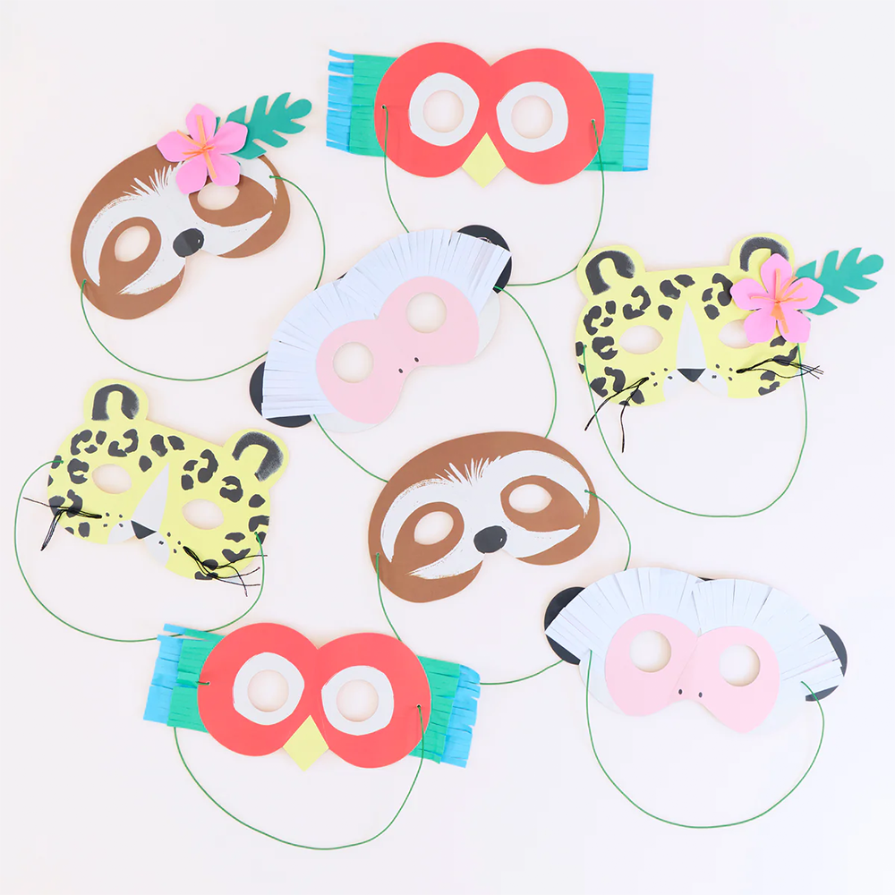 Meri Meri Party Masks, Set of 8, Jungle Jamboree