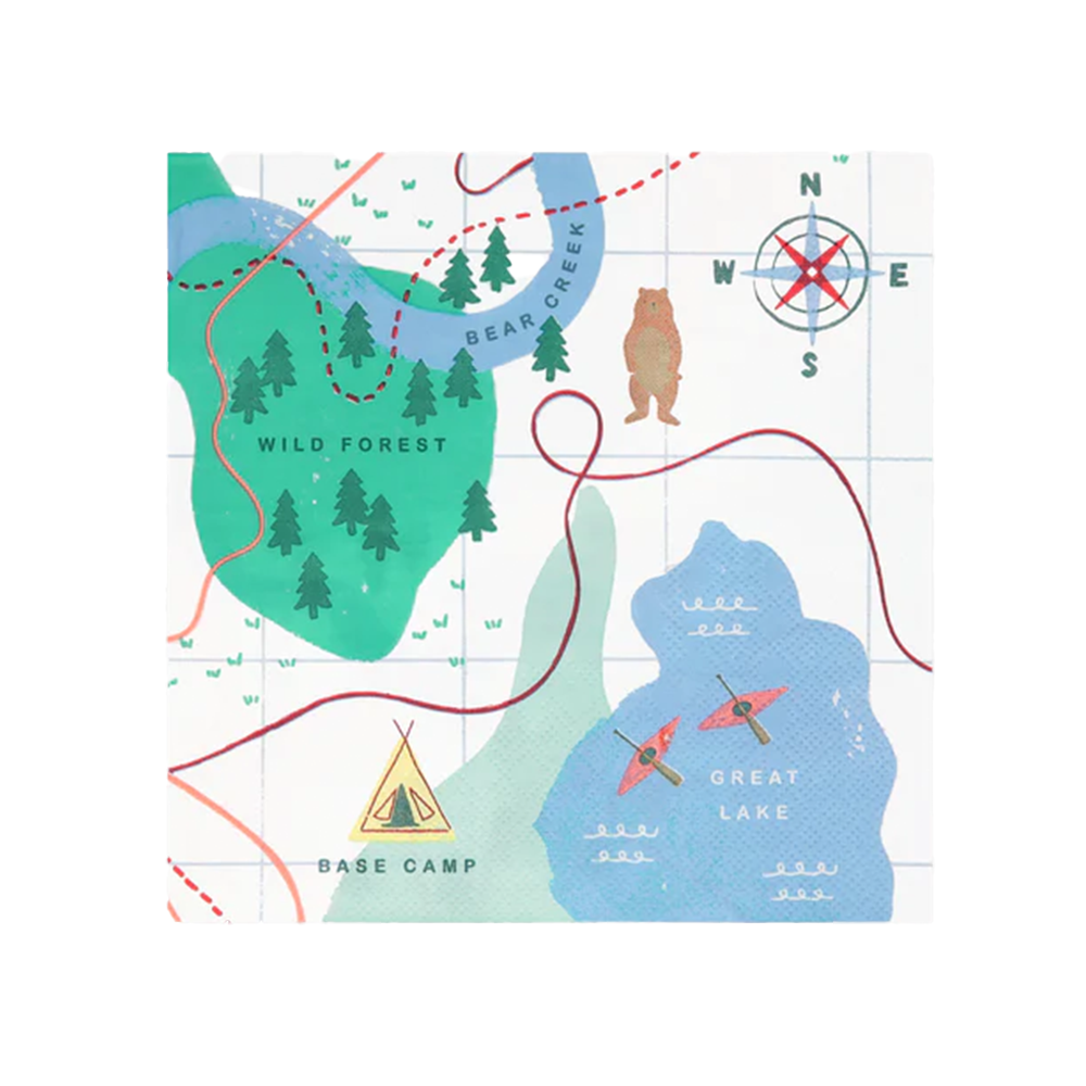 Meri Meri Servietten &#39;Landkarte&#39; Camping Adventure