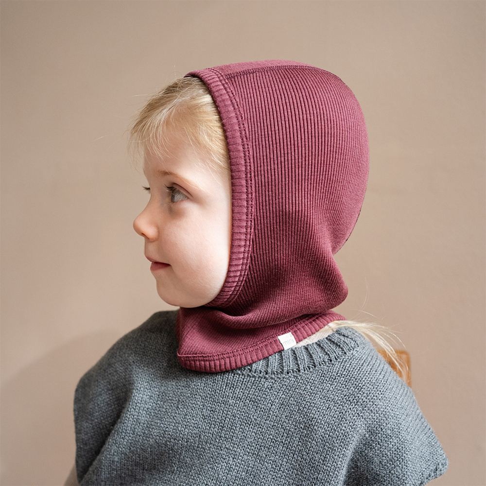 Minimalisma Balaclava aus Merinwolle 'Alephant' Bordeaux