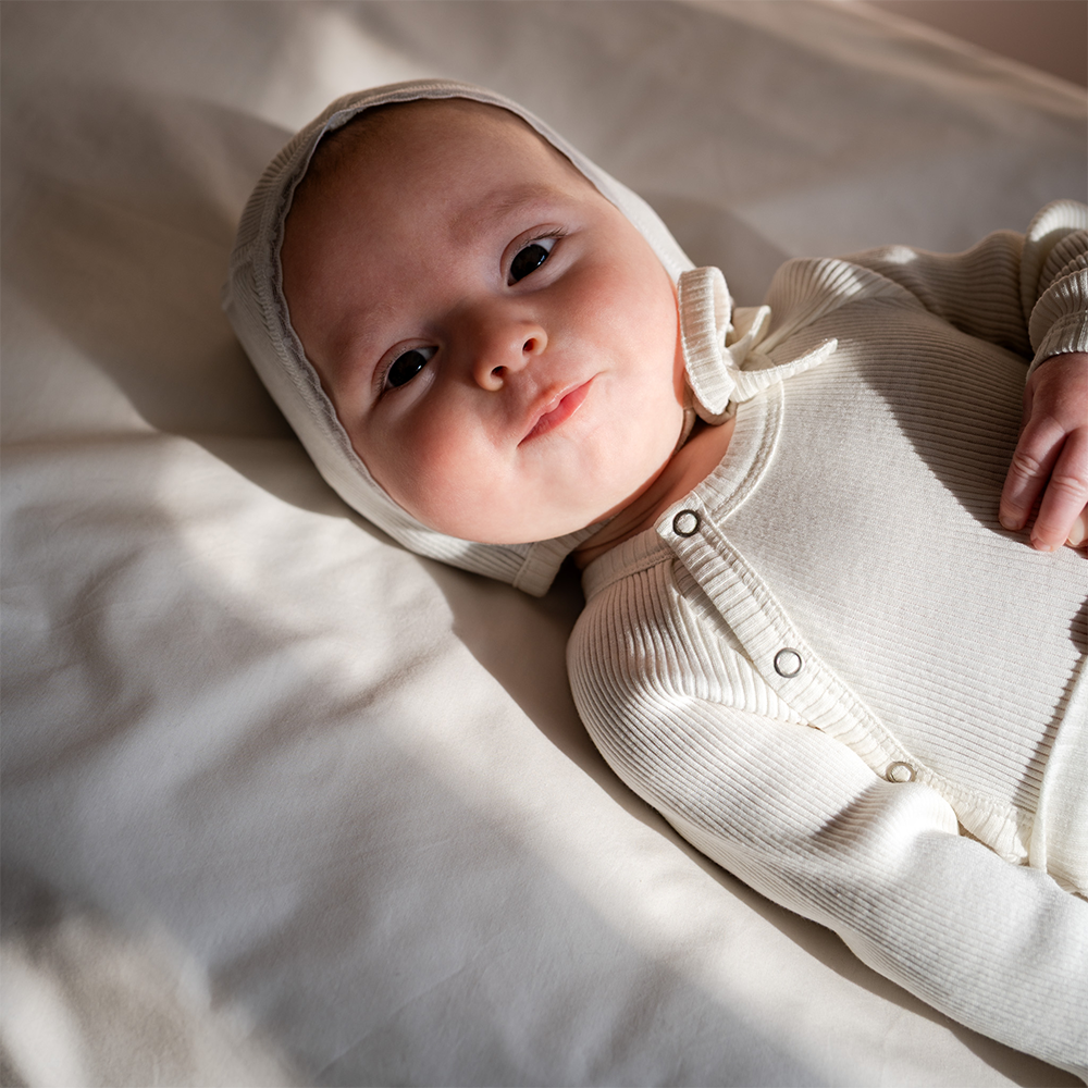 Minimalisma  Wickelbody Langarm aus Seide/Baumwolle 'Bibi' Cream