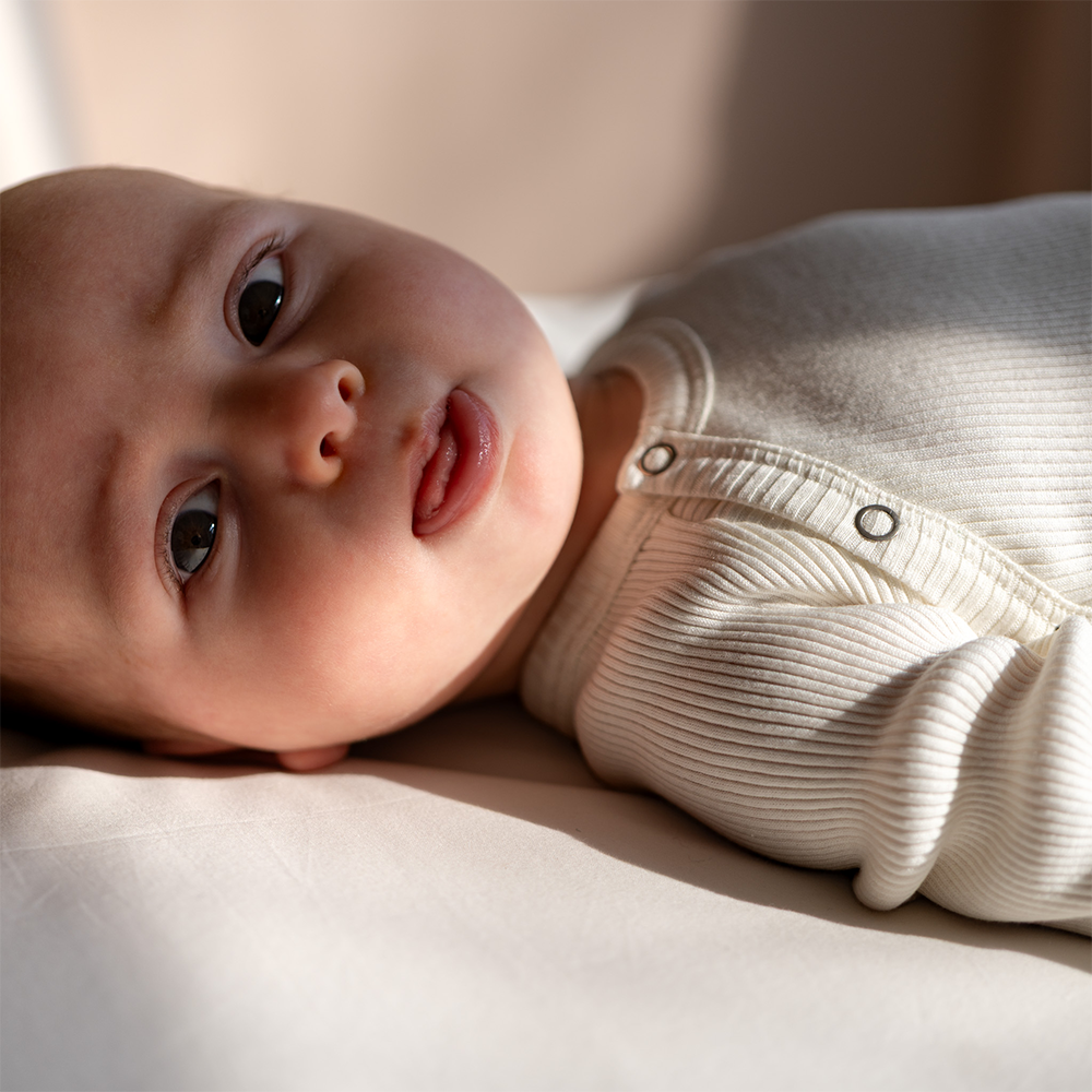 Minimalisma  Wickelbody Langarm aus Seide/Baumwolle 'Bibi' Cream