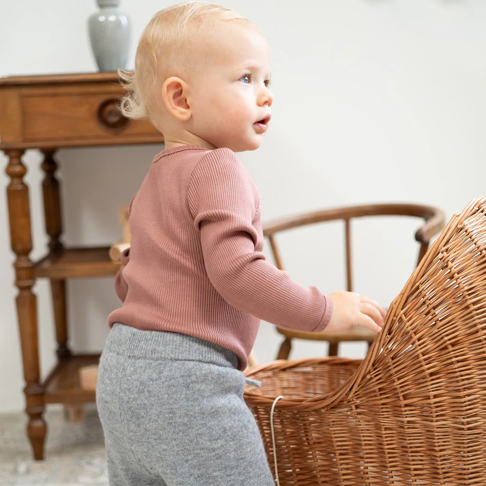 Body Minimalisma à manches longues en soie/coton 'Bono' Rose antique