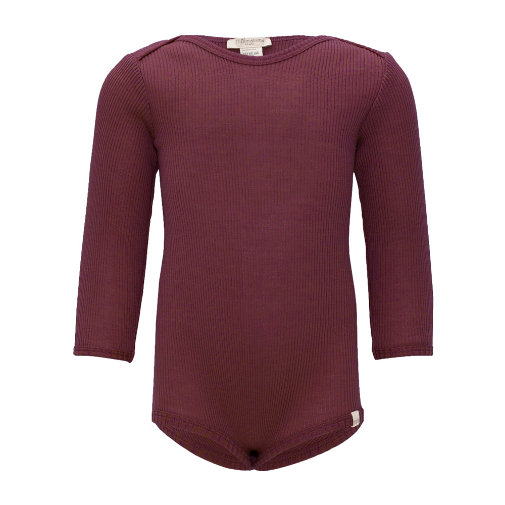 Minimalisma  Body Langarm aus Merinowolle 'Alaska' Bordeaux